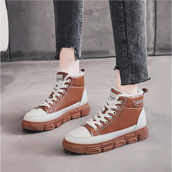 

boots 2021 winter high-simple high-quality fur lining warm shoes women casual platform fashion for, Black