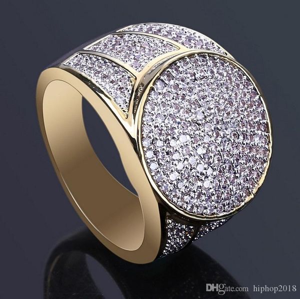 

mens hip hop gold rings jewelry fashion iced out ring simulation diamond rings for men, Golden;silver