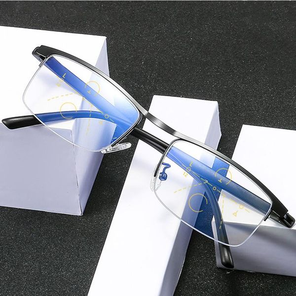 

sunglasses ultralight multifocal progressive reading glasses men women anti blue light presbyopic flexible half frame +1.5 +2.0 2.5, White;black