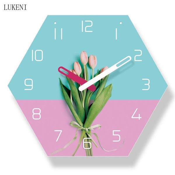 

wall clocks simple carnation hexagonal 14-inch lanyard clock home decor