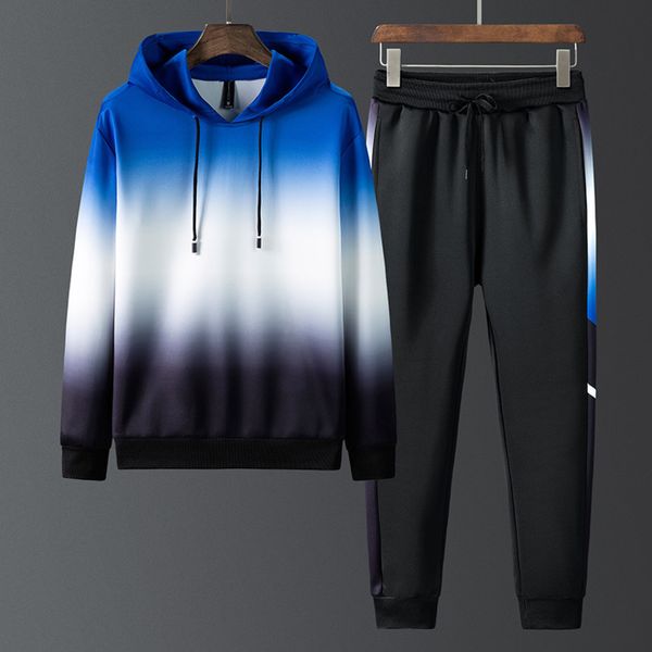 

gradient men's leisure sports suit and autumn 2021 new trend sweater with a set of handsome spring cloth, Gray