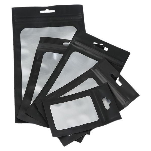 

gift wrap 100pcs multiple size resealable storage bags with clear window pouch for self sealing supplies-black