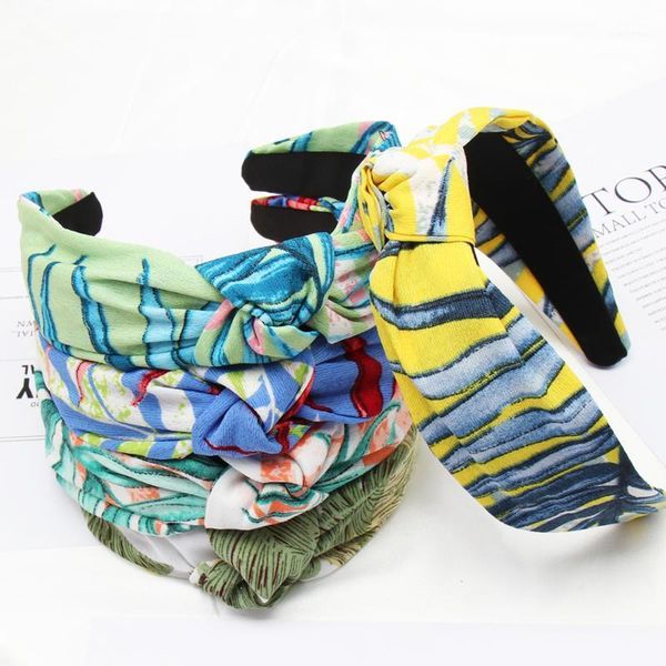 

bohemia style headwear bezel knot print elastic hair hoop lady simple headband accessories for women turban1