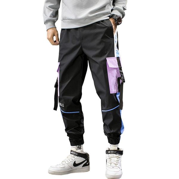 

men's pants harajuku jogger leisure trousers men hip hop streetwear cargo 2021 fashion mens black