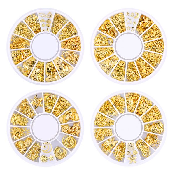 

popular nail star moon rivet decoration accessories japanese hollow alloy nails art gold color, Silver;gold