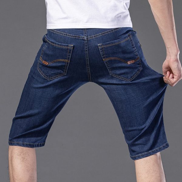 

summer 2021 thin denim shorts men's straight loose large capris youth pants, Blue