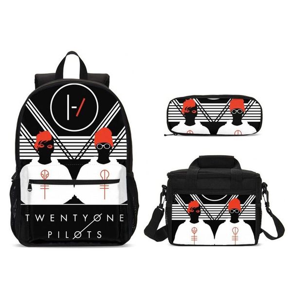 

backpack 3pcs/set twenty one pilots men school bags printing backpacks for teenager boys travel bag rucksacks mochila