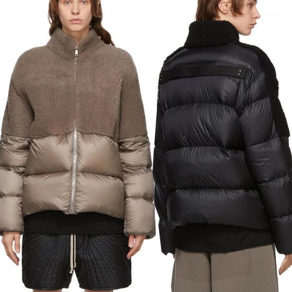 

women's down & parkas 2021 autumn and winter fur stitching jacket black khaki men women the same fashion to keep warm