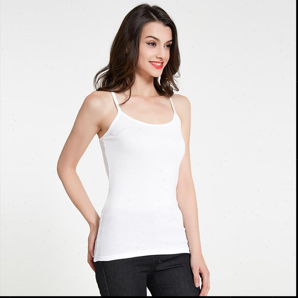 

fashion spaghetti straps cotton women tank slim fitness sling stretch comfy sleeveless t shirt streetwear summer camisole, White