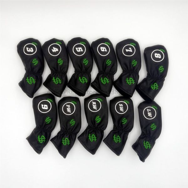 

dollar golf irons headcovers soft pu leather comfortable iron head set covers #3~9pasl for man women complete of clubs