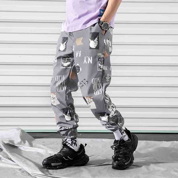 

men's pants summer style streetwear casual jogger printing spring lightweight s harem hip hop trousers abz376 umrc, Black