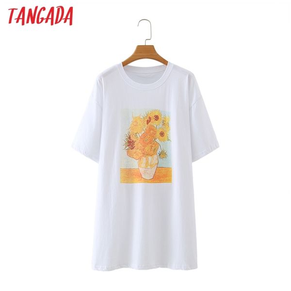 

women floral print white t short sleeve o neck tees ladies tee shirt high street 2m133 210416