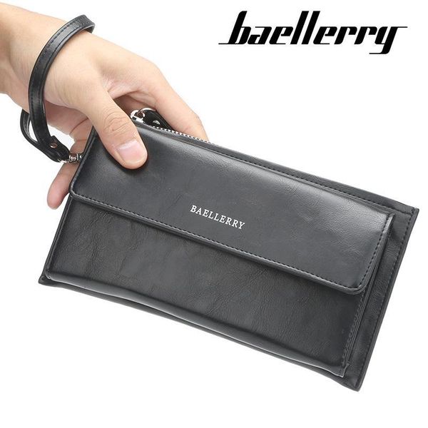 

wallets baellerry luxury men leather man clutch wallet long style purse business male zipper card holder, Red;black