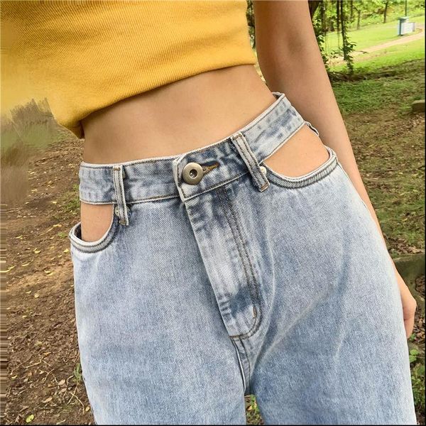 

high waist women jean jeans denim ripped destroyed vintage cool stretch casual blue trousers drop