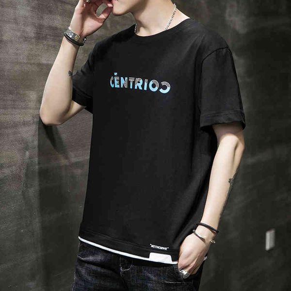 

men's tracksuits 2021 spring and summer man's card short sleeve versatile fashion shirt half, Gray