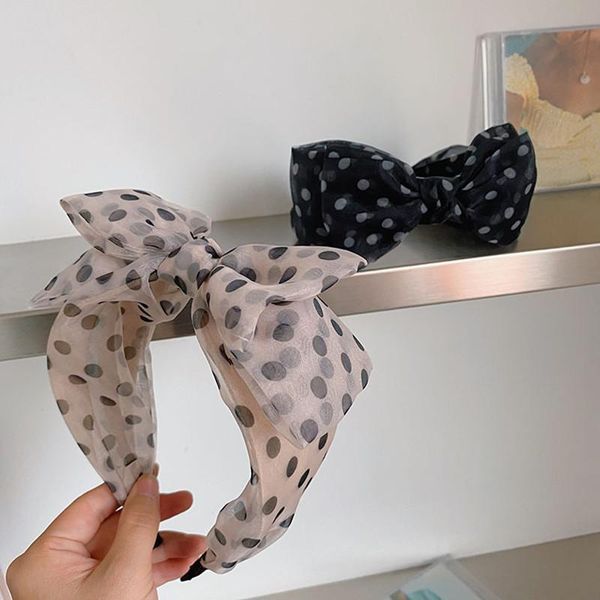 

hair accessories mesh polka dot bowknot headband fashion women's face washing broadband fabric hairband boutique hoop