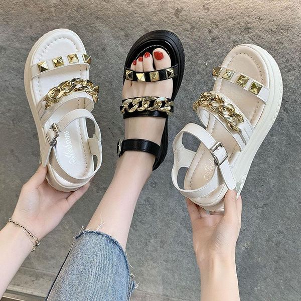 

sandals low woman leather low-heeled fabric rome basic pu rubber hoof heels, Black