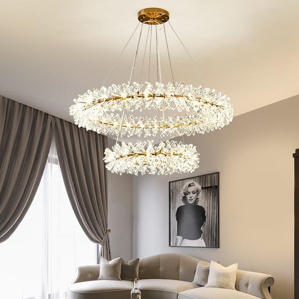 

pendant lamps crystal chandelier lighting postmodern firefly circle light luxury minimalist living dining bedroom flush mount