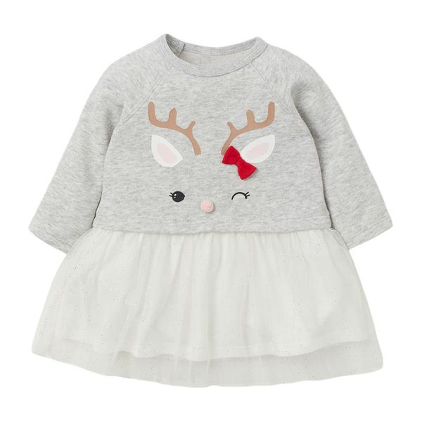 

girl's dresses little maven frocks for baby girl brand autumn clothes cute deer applique toddler gray tulle fall dress kids 2-7 years, Red;yellow