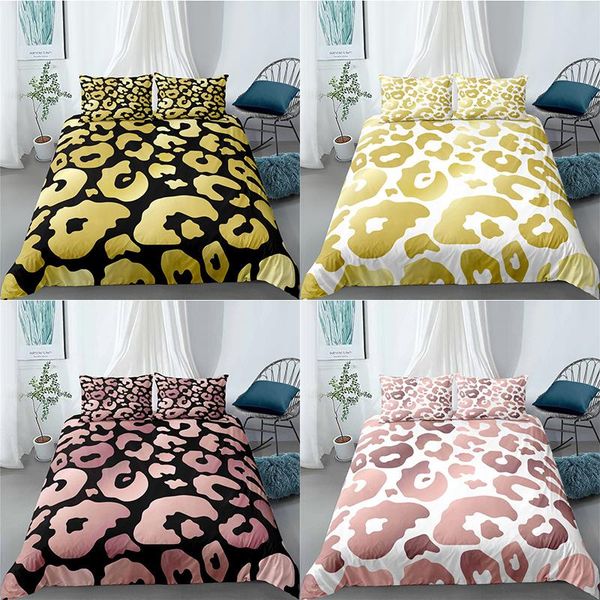 

luxury 3d leopard abstract print 2/3pcs bedding sets comfortable duvet cover pillowcase home decor  and king eu/us/au size
