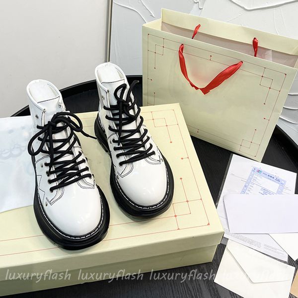 

ladies fashion designers classic martin boots casual all-match warmth solid color retro sneakers black and white luxury lace-up casual shoes