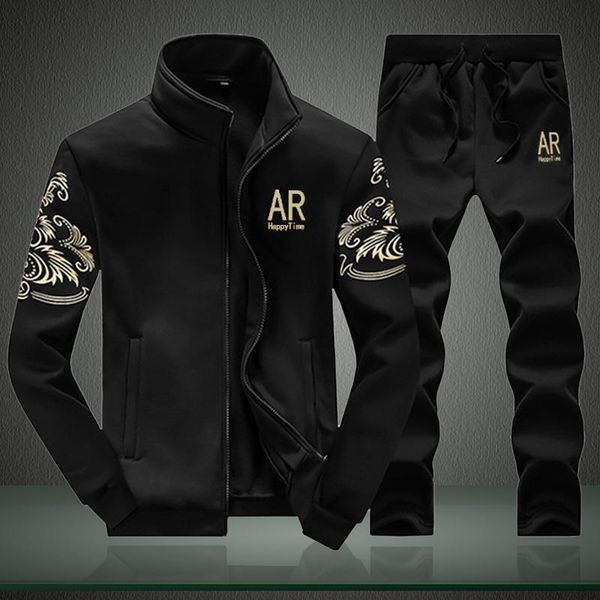 

jogging clothing brand men's tracksuit autumn clothes sportswear two piece set men jacket sweatpants male sweatsuit sports suits, Black;red