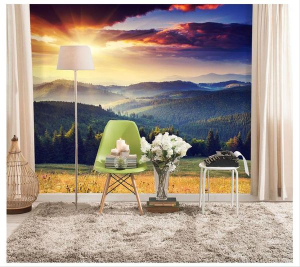

wallpapers po wallpaper 3d wall murals custom sunset hills pastoral landscape mural background livingroom decoration