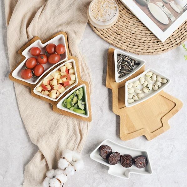 

dishes & plates christmas tree ceramic porcelain serving white tableware dinnerware salad cake fruit dessert xmas gift