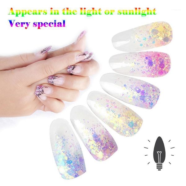 

pcs optical chameleon mirror powder diy dust nail art glitter chrome pigment color changing sequins for art1, Silver;gold