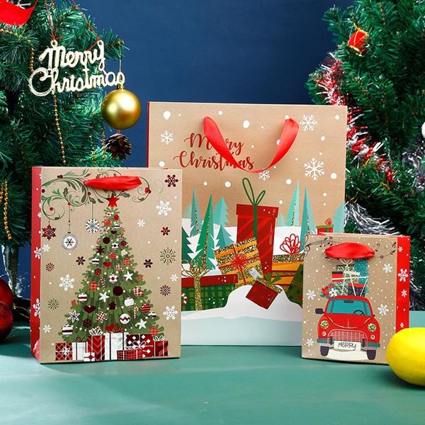 

gift wrap christmas snowflake kraft paper bag candy and snack holiday packaging tote