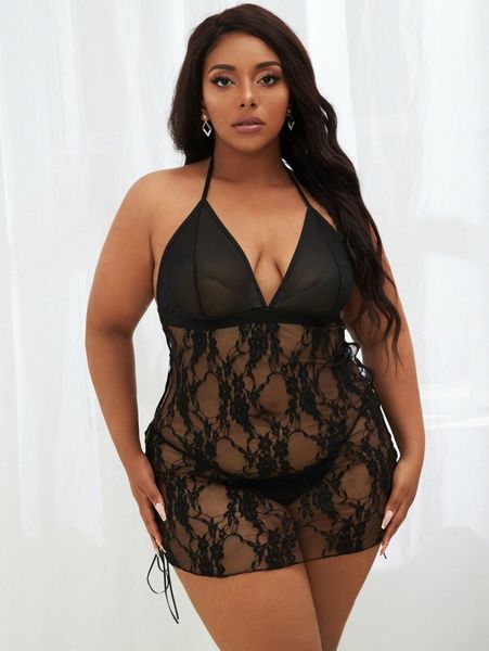 

plus contrast lace slips a3vf#, Black;white