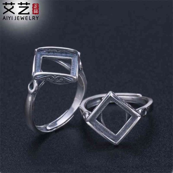 

ring 925 yintai silver wax diy pine stone ring holder 9 * 9, Black