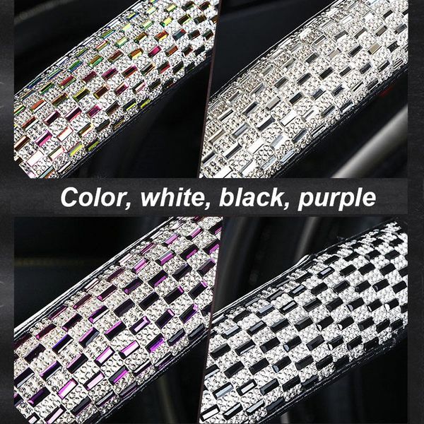

steering wheel covers luxury crystal auto car leather anti-slip handlebar cover interior accessories for women ladies girls