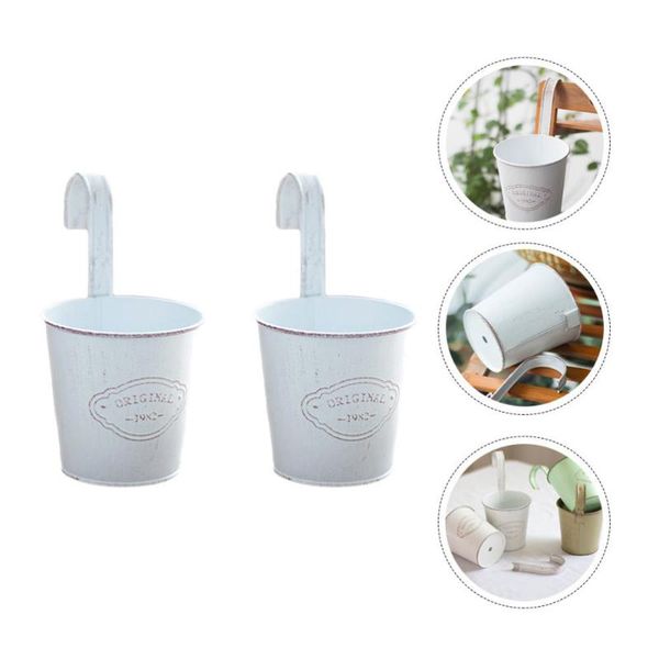 

planters & pots 2pcs delicate home hanging flower buckets iron flowerpot mini plant holder