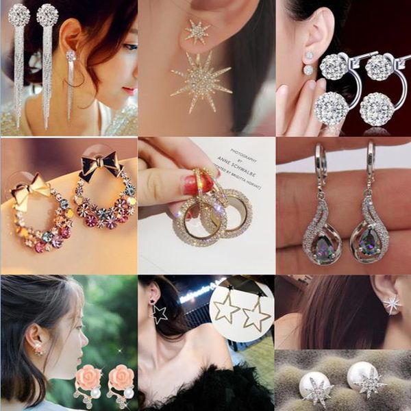 

style diamond earrings snowflake earrings shambhala circle five pointed star set earring clip, Golden