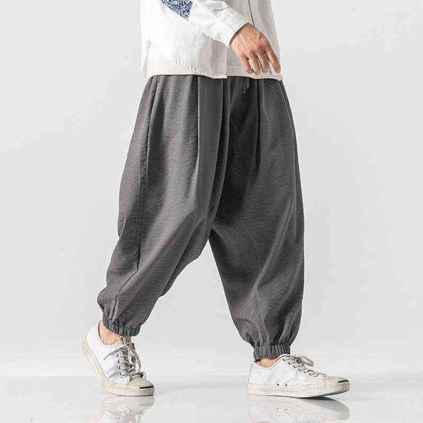 

2021 causal baggy pants men harajuku style solid color pants man loose vintage harem pants male large size sweatpants new 5xl w220214, Black