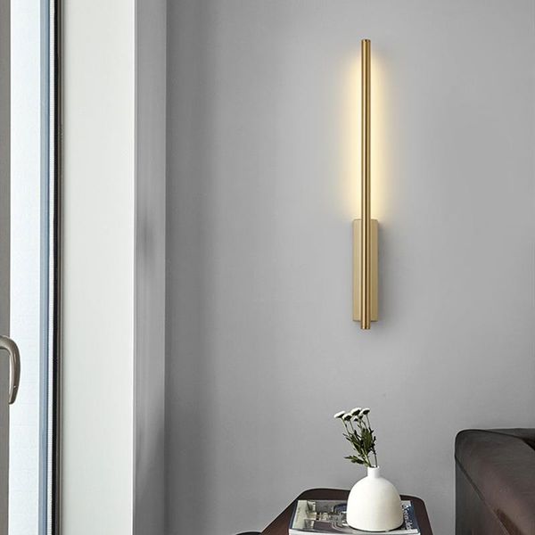 

modern minimalism wall lamp gold stairs aisle bedside sconce living room atmosphere led lights loft decor luminaria
