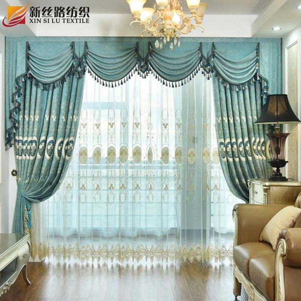 

curtain & drapes rose european-style curtains for living room dining bedroom luxury chenille embroidery blackout valance custom
