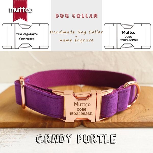 

dog collars & leashes muttco custom retailing self-design collar the candy purple handmade engraved pet name 5sizes and leash udc029m