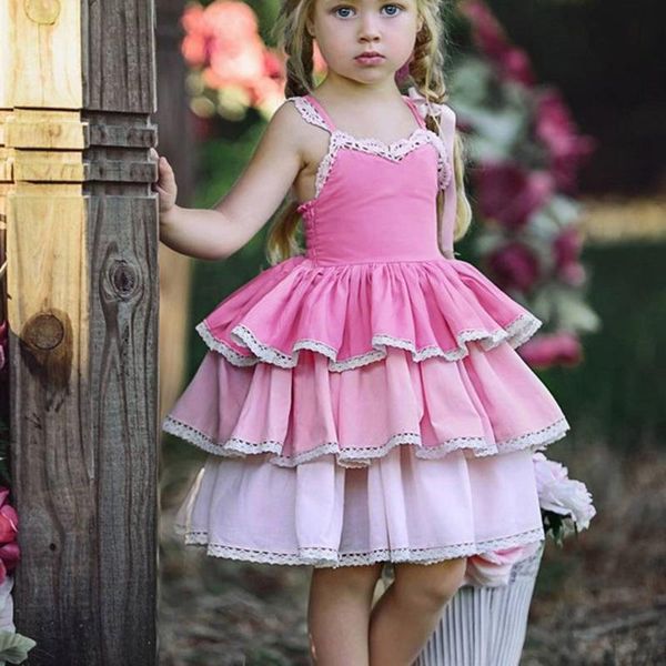 

girl's dresses summer girls princess dress baby infants girl clothes kids spaghetti straped layered children party cake vestidos wt553, Red;yellow