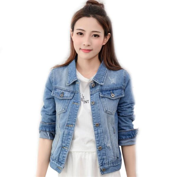 

women's jackets nducjsi women casual denim jacket spring autumn solid colors slim frayed turn-down collar jeans coat, Black;brown