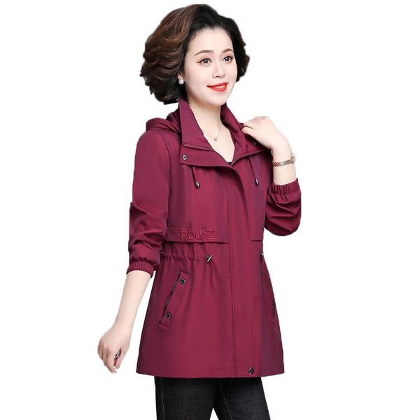 

women's trench coats middle-aged elderly spring autumn women windbreaker 2021 fashion mother clothes coat ladies outwear plus size, Tan;black
