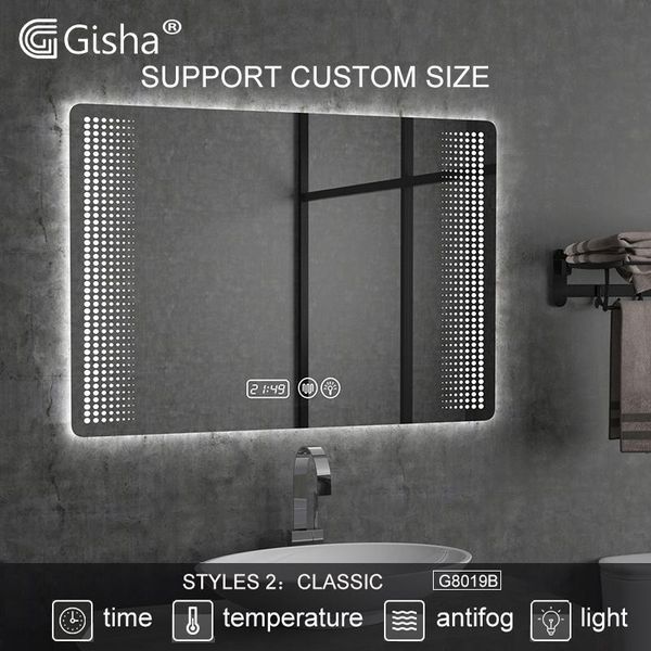 

mirrors custom made led bluetooth bathroom wall-mounted mirror smart backlit anti-fog bath makeup 2g8019