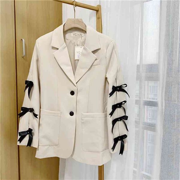 

korean office lady suit jackets spring autumn brand design single-breasted women blazer coat turn-down collar female outerwear 210514, White;black