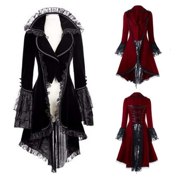 

autumn gothic jacket lace bandage medieval costume, White;black