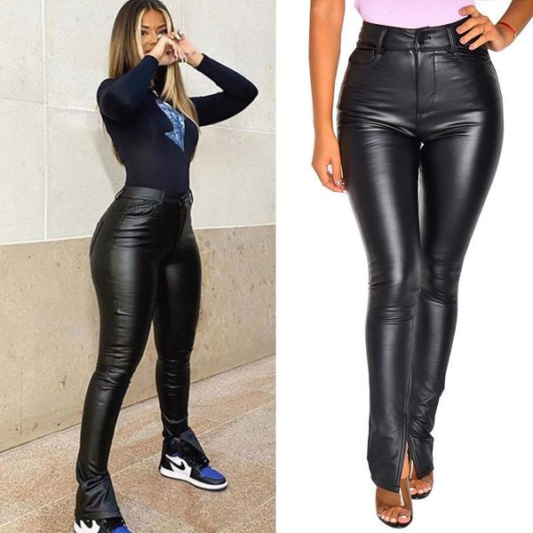 

women's shorts leather casual pants 2021 spring high waist, White;black