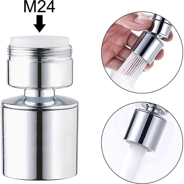 

other faucets, showers & accs kitchen tap aerator 360 degree rotate swivel faucet end diffuser 24mm m24 male thread adapter chrome water