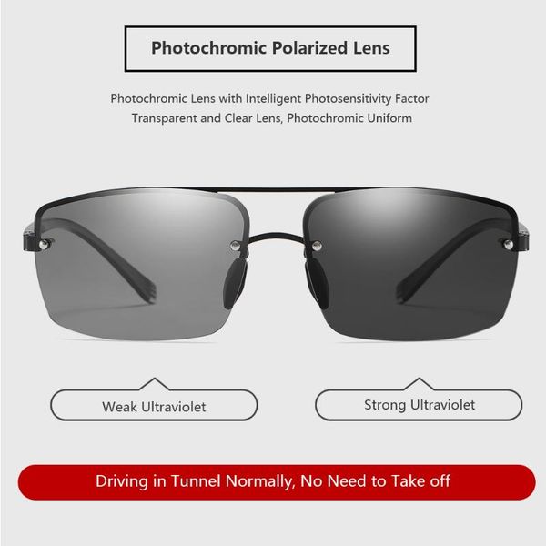 

sunglasses men pochromic polarized gradient lens anti-glare driver glasses for day night vision 1912, White;black