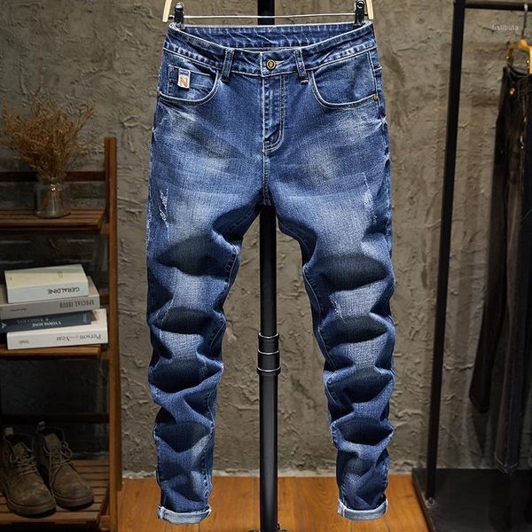 

men's jeans 2021 spring harlan loose straight leggings pants korean style trendy overalls trousers fashion slim outdoor, Blue