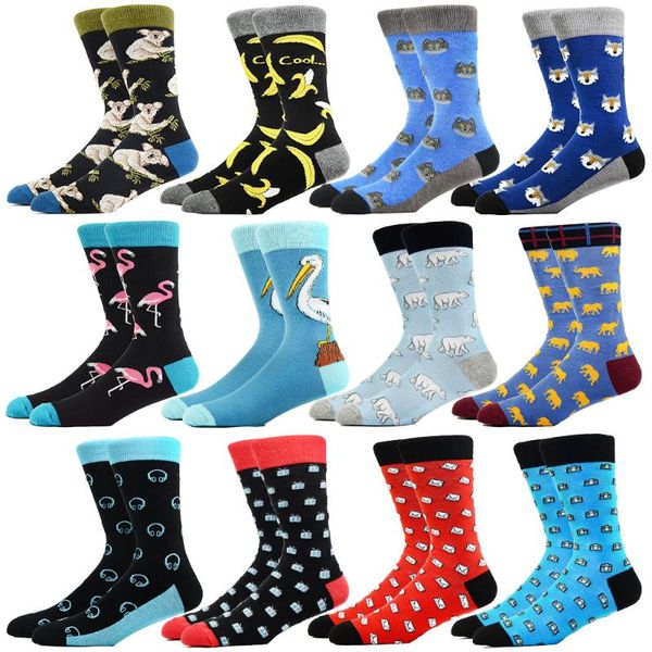 

men's socks combed cotton men big size crew harajuku wedding dress women winter thick long funny calcetines hombre, Black